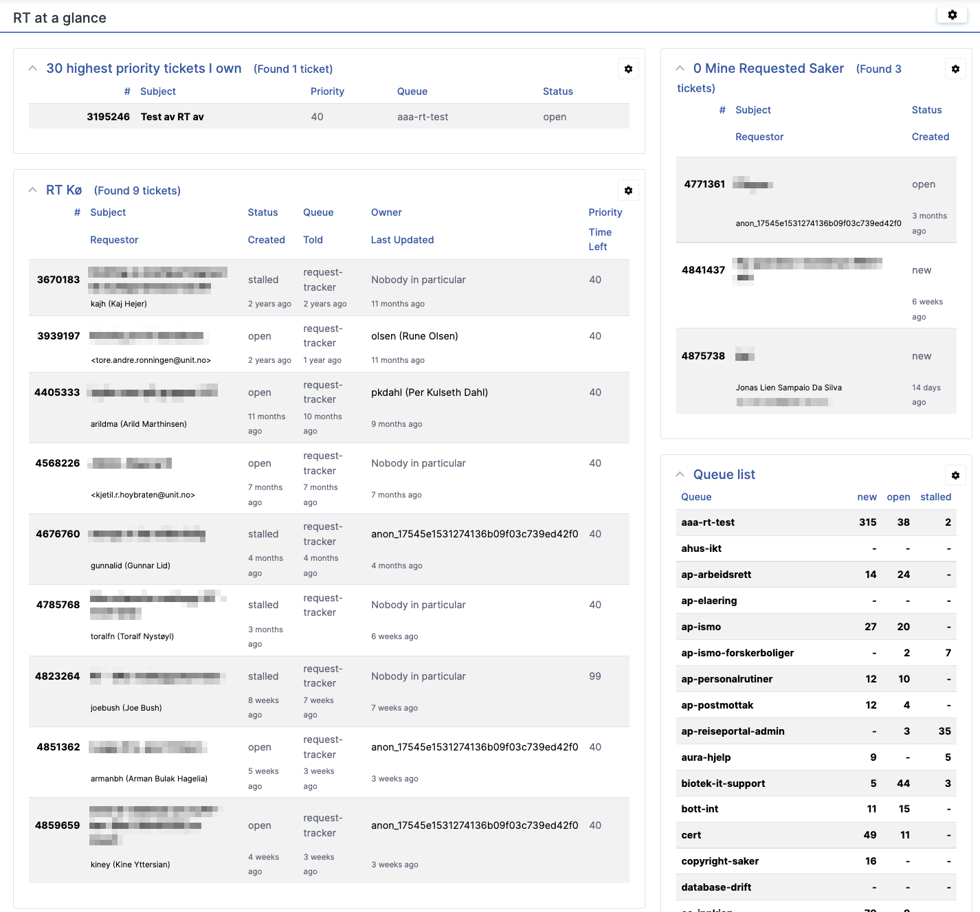 Skjermdump av et dashboard p? hjemmesiden